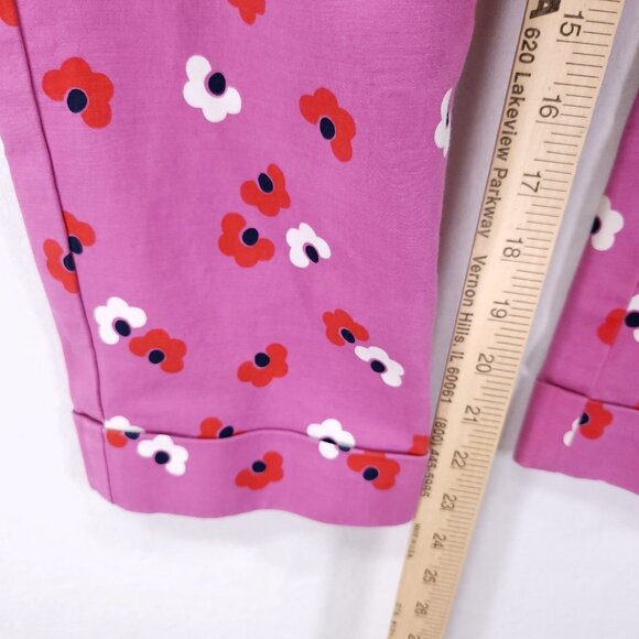 Boden Pants Womens 8P Pink Floral Ankle Preppy Casual Stretch Trousers - Picture 7 of 14
